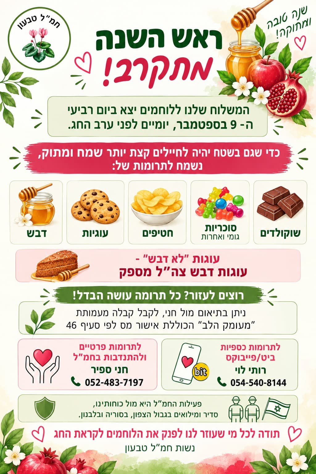 גיוס תרומות והתנדבות לחיילים לראש השנה - חמ"ל טבעון
