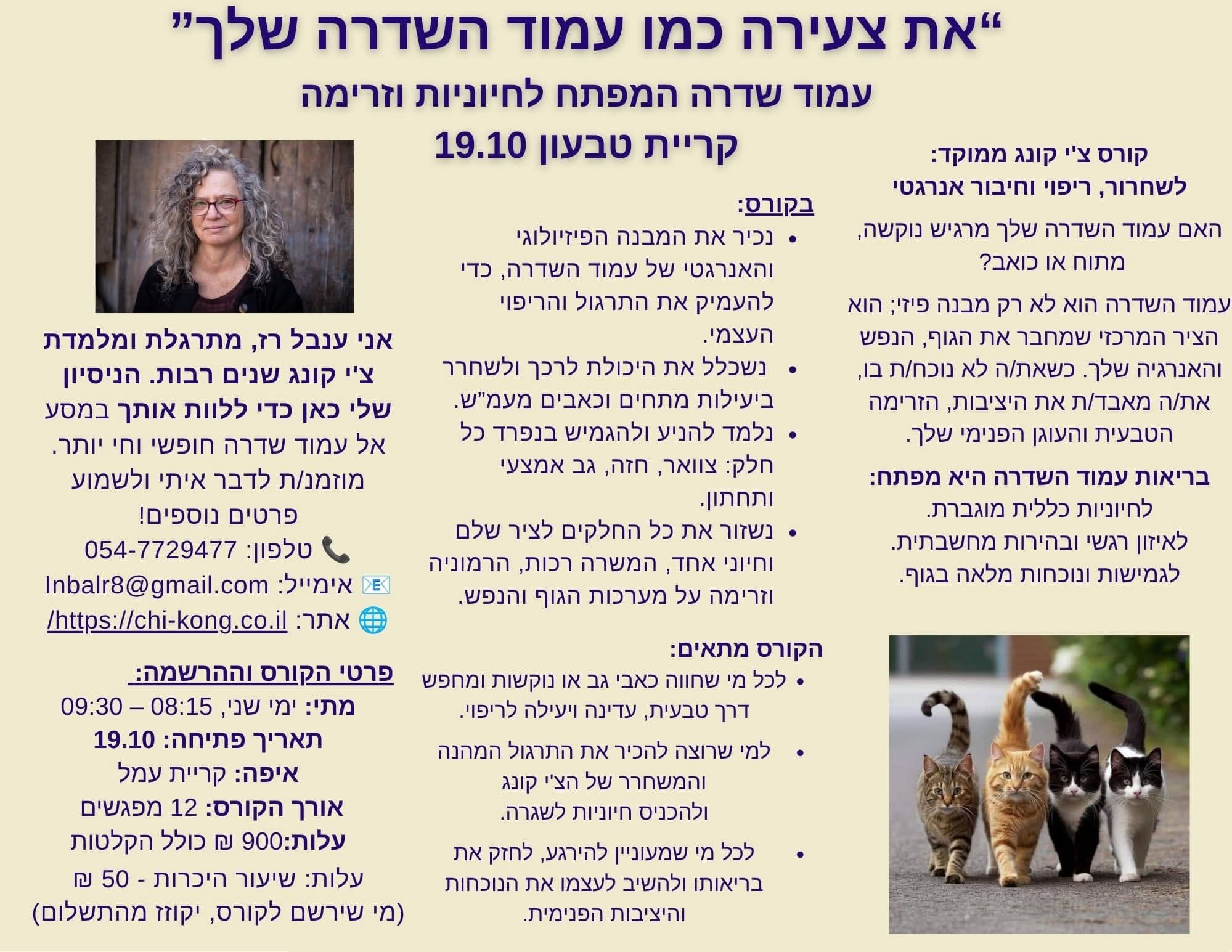 קורס ג'יננג צ'י קונג ממוקד לעמוד השדרה